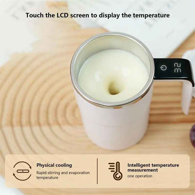 Stainless Steel Self-Stirring Coffee Cup with LED Digital Display