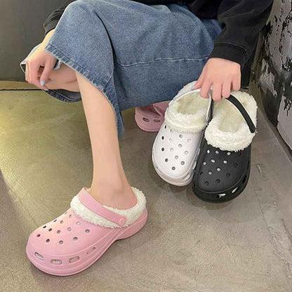 Winter velvet hole shoes women&