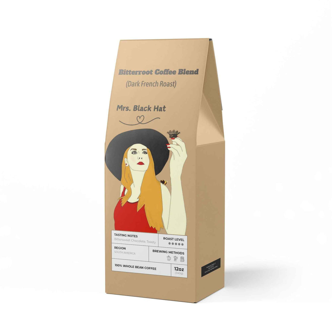 Mrs. Black Hat Bitterroot Coffee Blend, Dark French Roast Coffee, Dark Roast Coffee, Coffee Bean, Whole Coffee Beans