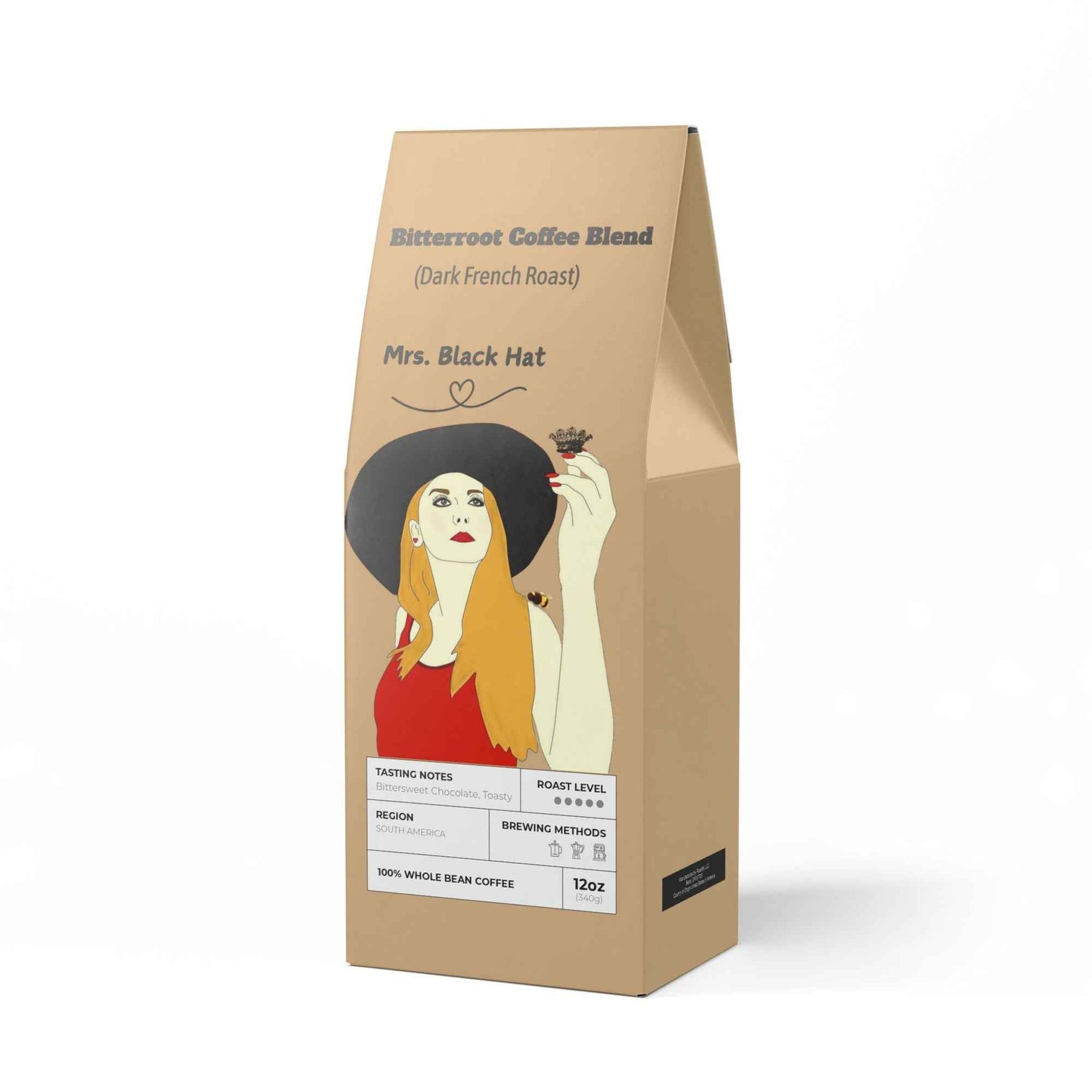 Mrs. Black Hat Bitterroot Coffee Blend, Dark French Roast Coffee, Dark Roast Coffee, Coffee Bean, Whole Coffee Beans