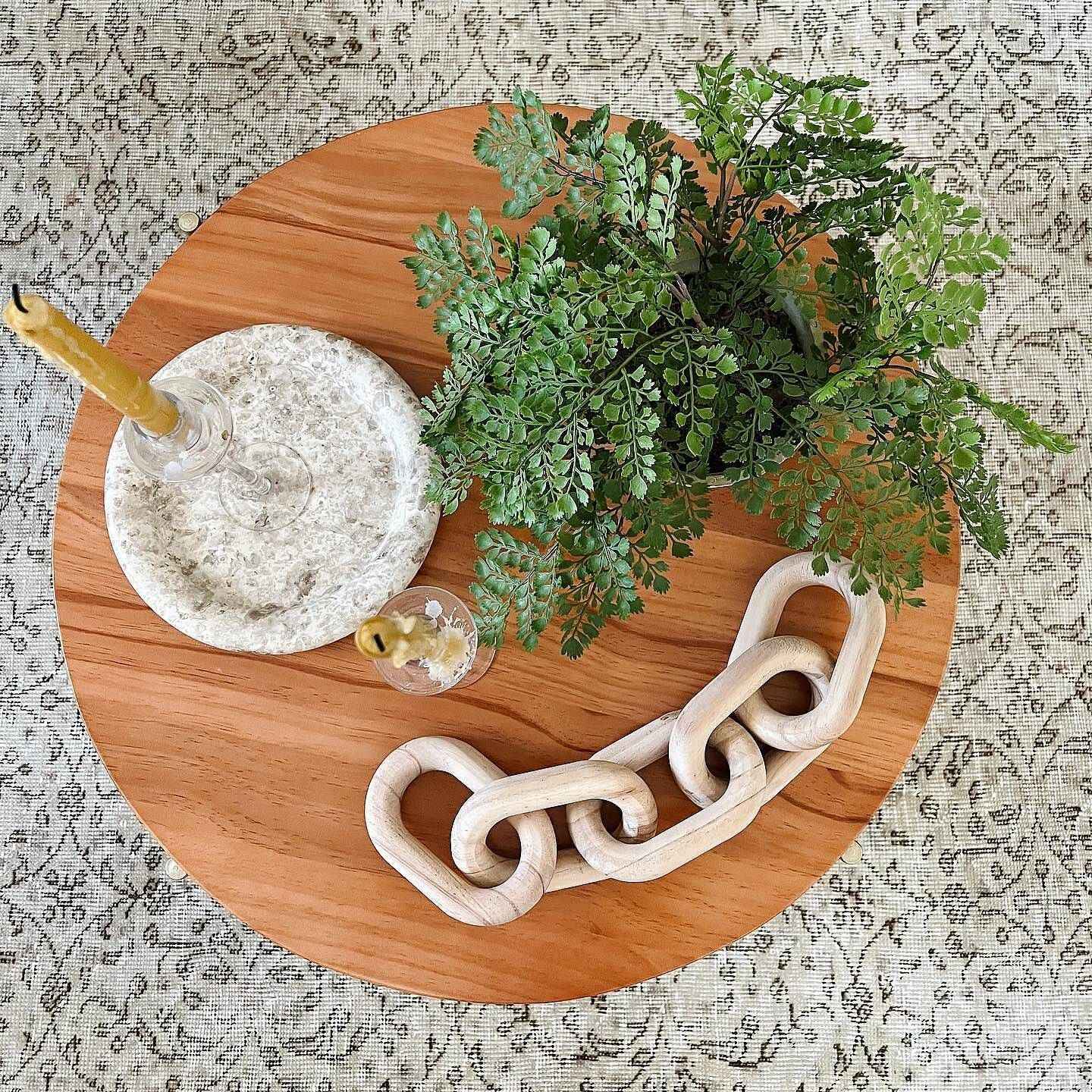 Rustic Round Coffee Table with Solid Wood Tabletop Metal Leg