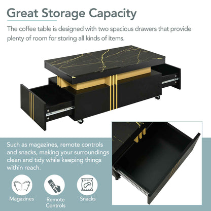 TREND Contemporary Coffee Table with Faux Marble Top 