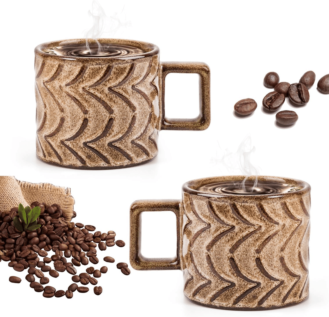 1pc Retro style Mugs 8 oz Ceramic Coffee Cups with Handle Coffee Mug Latte cup Gifts for Women Men, Birthday Gifts Vintage Brown mug for Office and Home