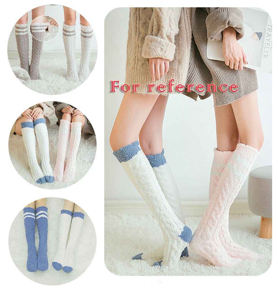 Stripes Knee High Soft Fuzzy Sock for Indoor Outdoor Warm