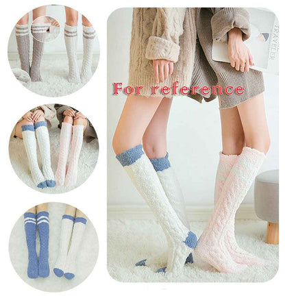 Stripes Knee High Soft Fuzzy Sock for Indoor Outdoor Warm