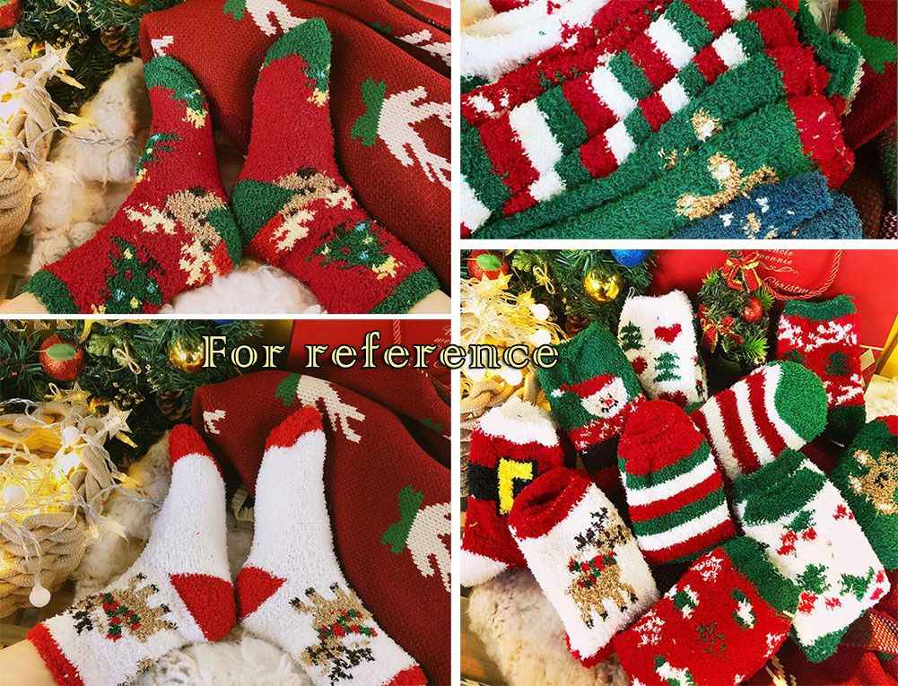 Christmas Tree Bear Cozy Warm Plush Slipper Socks