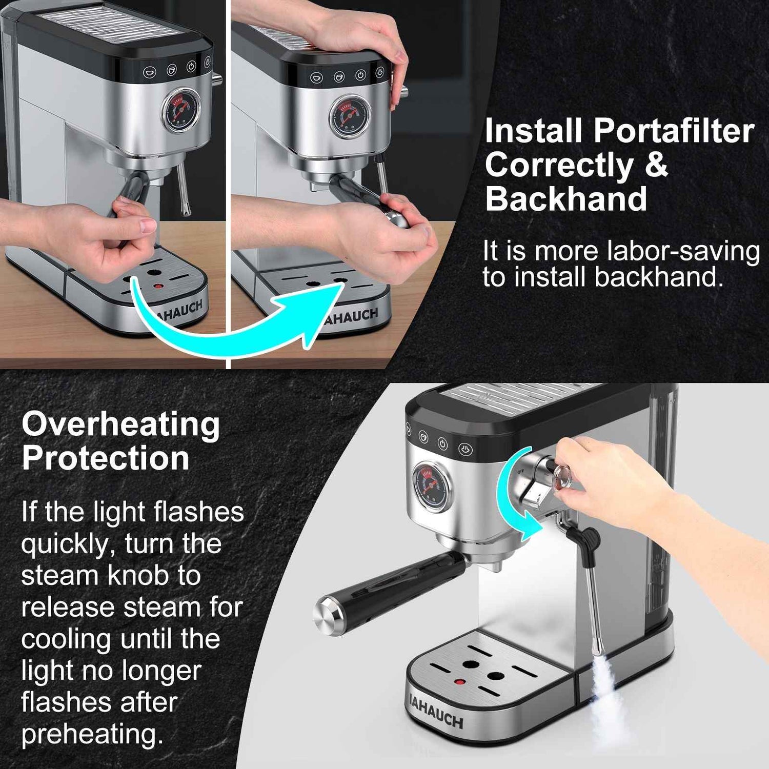 Espresso Machine 20 Bar, Professional Espresso Maker with Milk Frother Steam Wand, Compact Espresso Coffee Machine with 34oz Removable Water Tank for Cappuccino, Latte, Gift for Dad or Mom