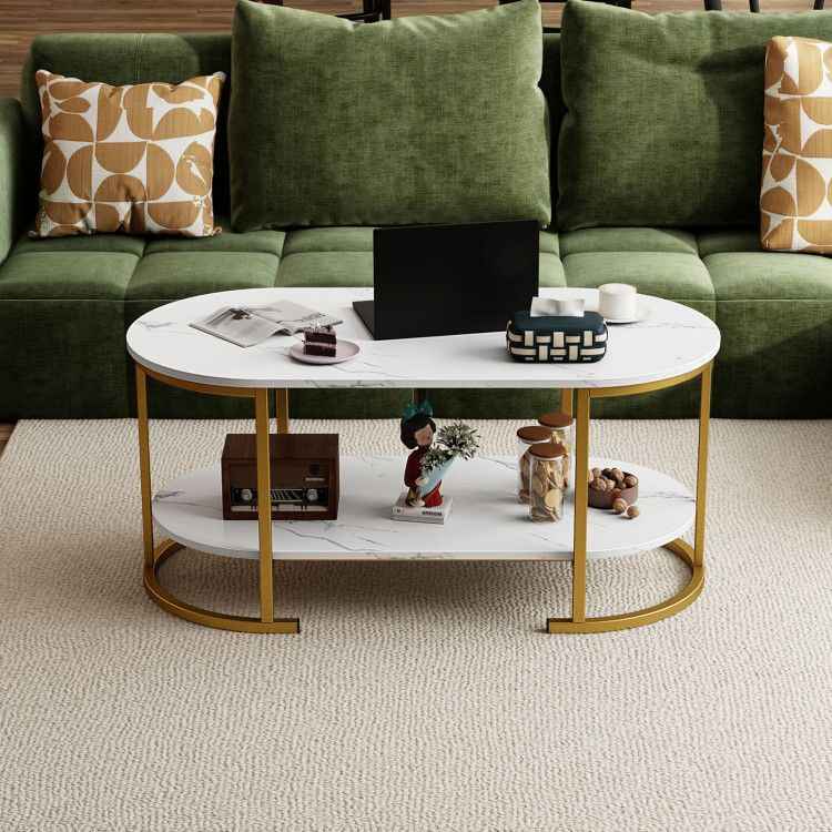 Table with Spacious Tabletop and Open Storage Shelf