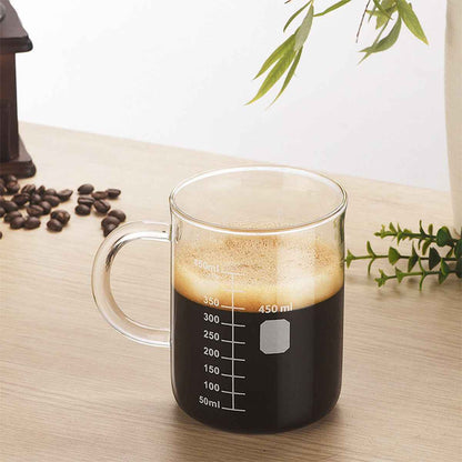 1 PCS Transparent tape with high borosilicate glass cup, coffee cup, coffee sharing cup with scale identification