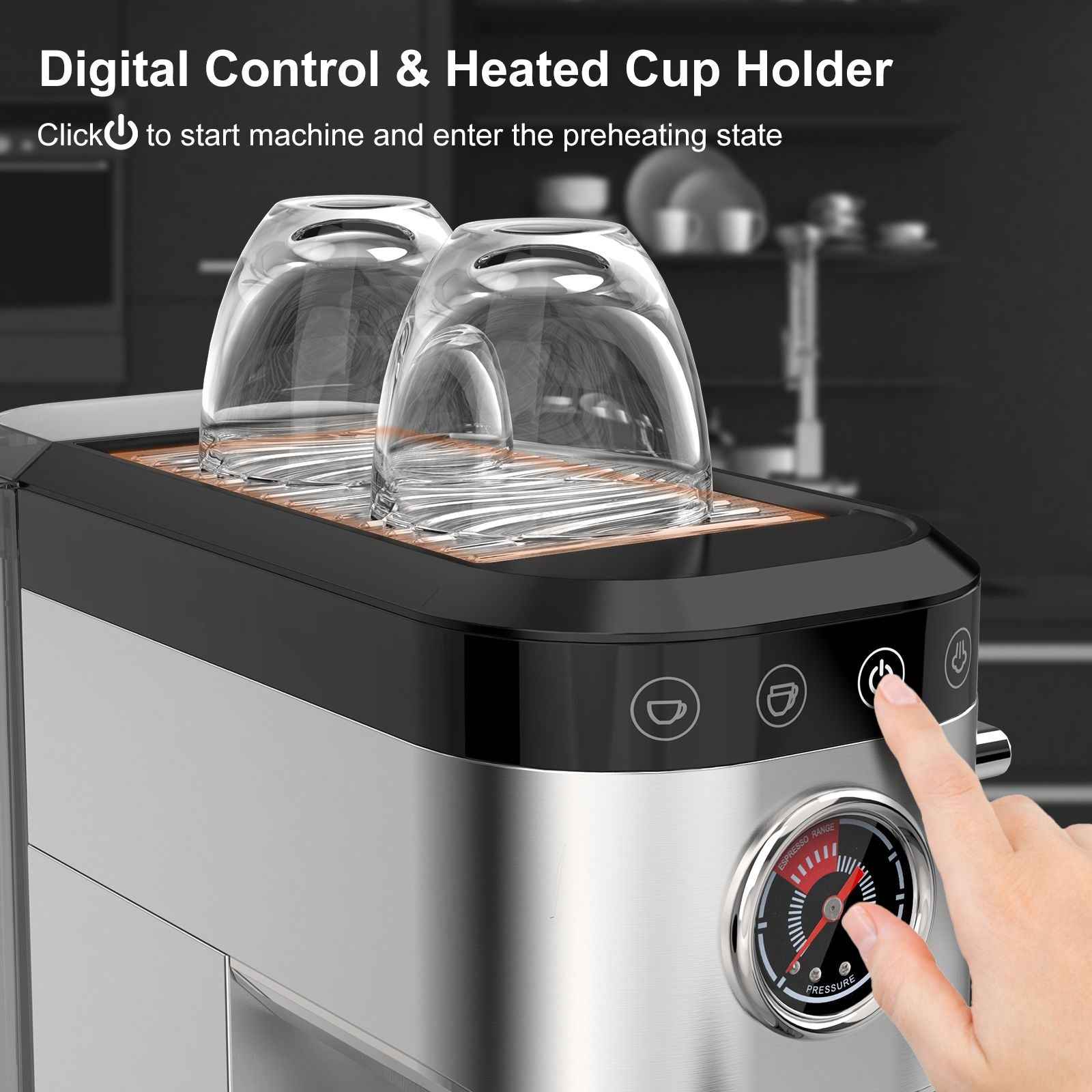 Espresso Machine 20 Bar, Professional Espresso Maker with Milk Frother Steam Wand, Compact Espresso Coffee Machine with 34oz Removable Water Tank for Cappuccino, Latte, Gift for Dad or Mom