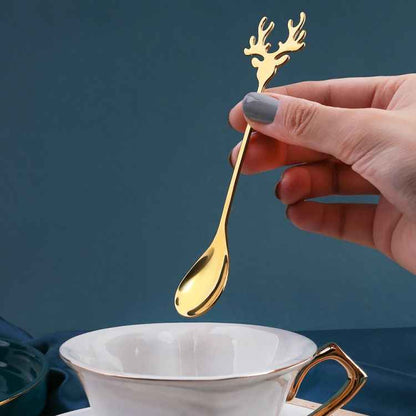 4pcs Pack Christmas Deer Stirring Spoon Coffee Dessert Scoop
