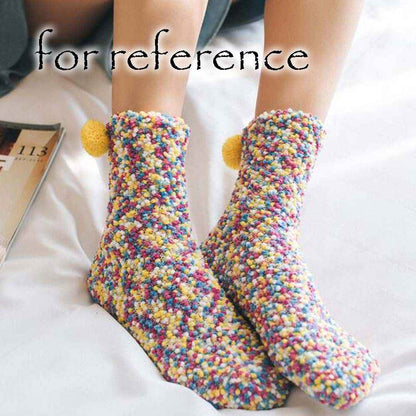  Winter Warm Coral Fleececalf Colourful Purple Womens Socks 