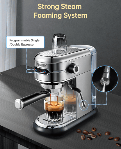 capsule + coffee powder + milk foam 3-in-1 semi-automatic coffee machine 19Bar extraction mocha Nestle espresso 1 cup / 2 cup, electronic button powder hammer 51mm touch sensing 1450W steam