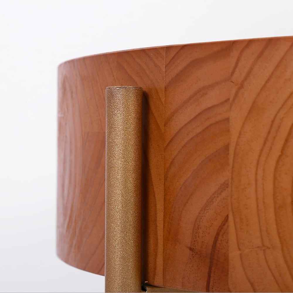 Rustic Round Coffee Table with Solid Wood Tabletop Metal Leg