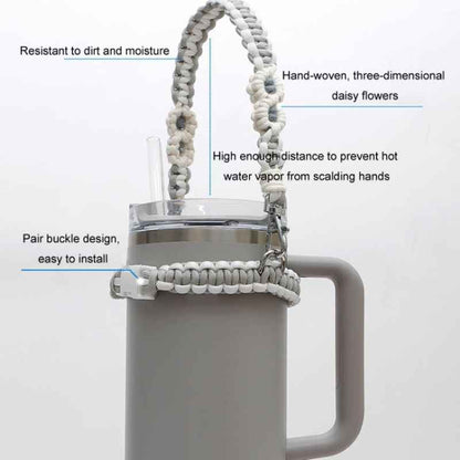 Hand Woven Mug Holder Boho Daisy Mug Strap for Water Mug