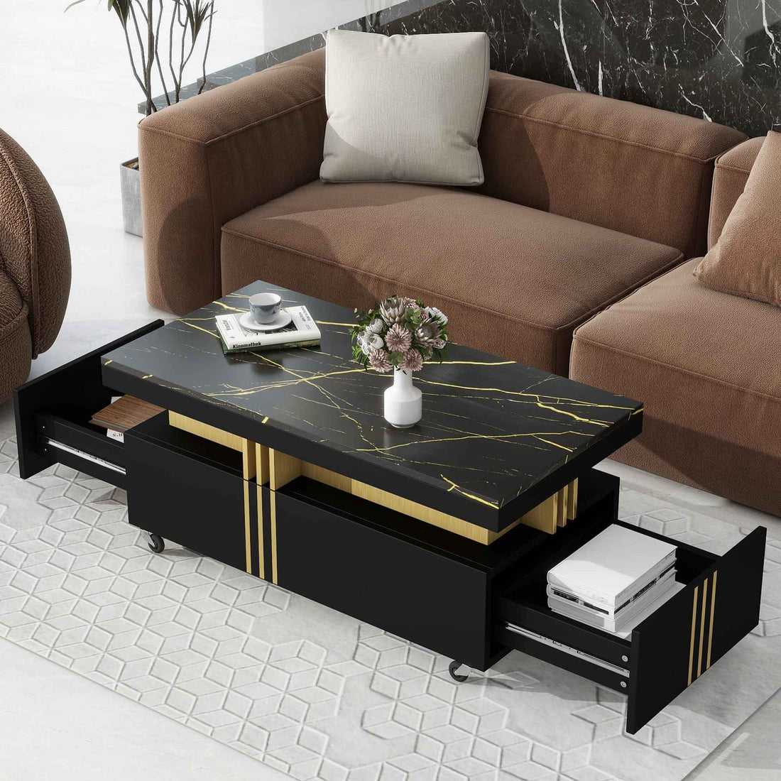 TREND Contemporary Coffee Table with Faux Marble Top