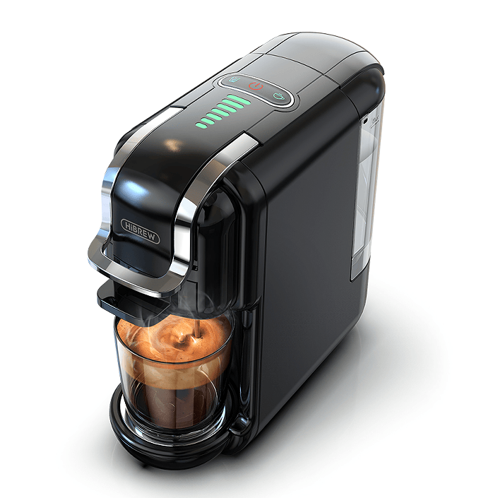 PSH2B-BK (ST514K) 5-in-1 automatic espresso machine with water level line, capsule coffee machine 19Bar hot and cold extract French Mocha Italian 600L water tank espresso, Touch Sense 1450W Kcup cap