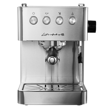 PSG3005H Semi-Automatic Coffee Machine 1500W Coffee Machine 15Bar Espresso Coffee ULKA High-Pressure Pump Extracts 1/2 Cup of Espresso Coffee Machine 1.7L Water Tank Steam Milk Foamer/Steam Stick Ele