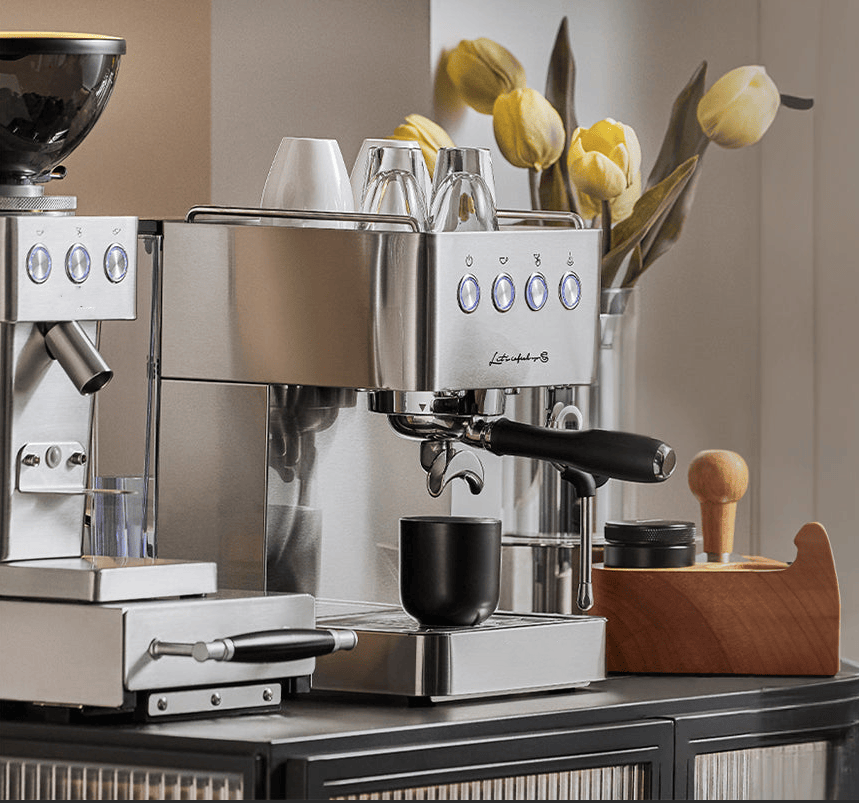 PSG3005H Semi-Automatic Coffee Machine 1500W Coffee Machine 15Bar Espresso Coffee ULKA High-Pressure Pump Extracts 1/2 Cup of Espresso Coffee Machine 1.7L Water Tank Steam Milk Foamer/Steam Stick Ele