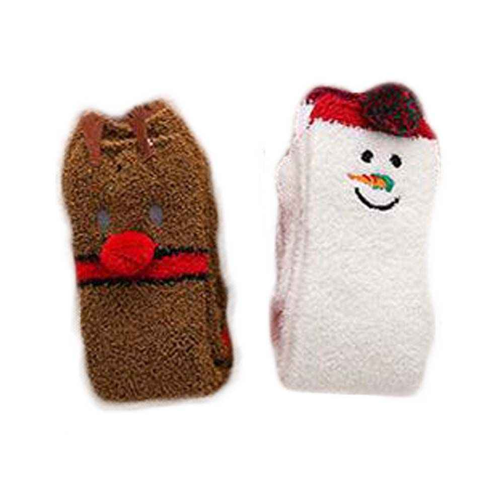  Cute Christmas Coral Velvet Knee High Stockings Snowman