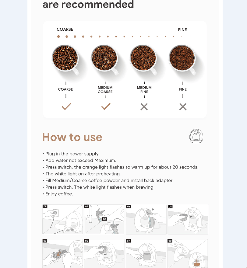 Portable coffee machine Mini extraction coffee 2in1 semi-automatic coffee 1400W drip coffee, optional powder tray or K cup tray