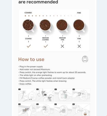Portable coffee machine Mini extraction coffee 2in1 semi-automatic coffee 1400W drip coffee, optional powder tray or K cup tray