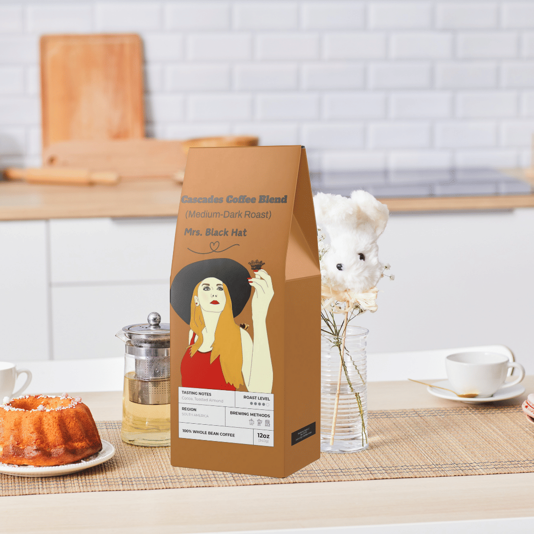 Mrs. Black Hat Cascades Coffee Blend, Medium Roast Coffee - Dark Roast Coffee, Coffee Beans, Coffee Bean