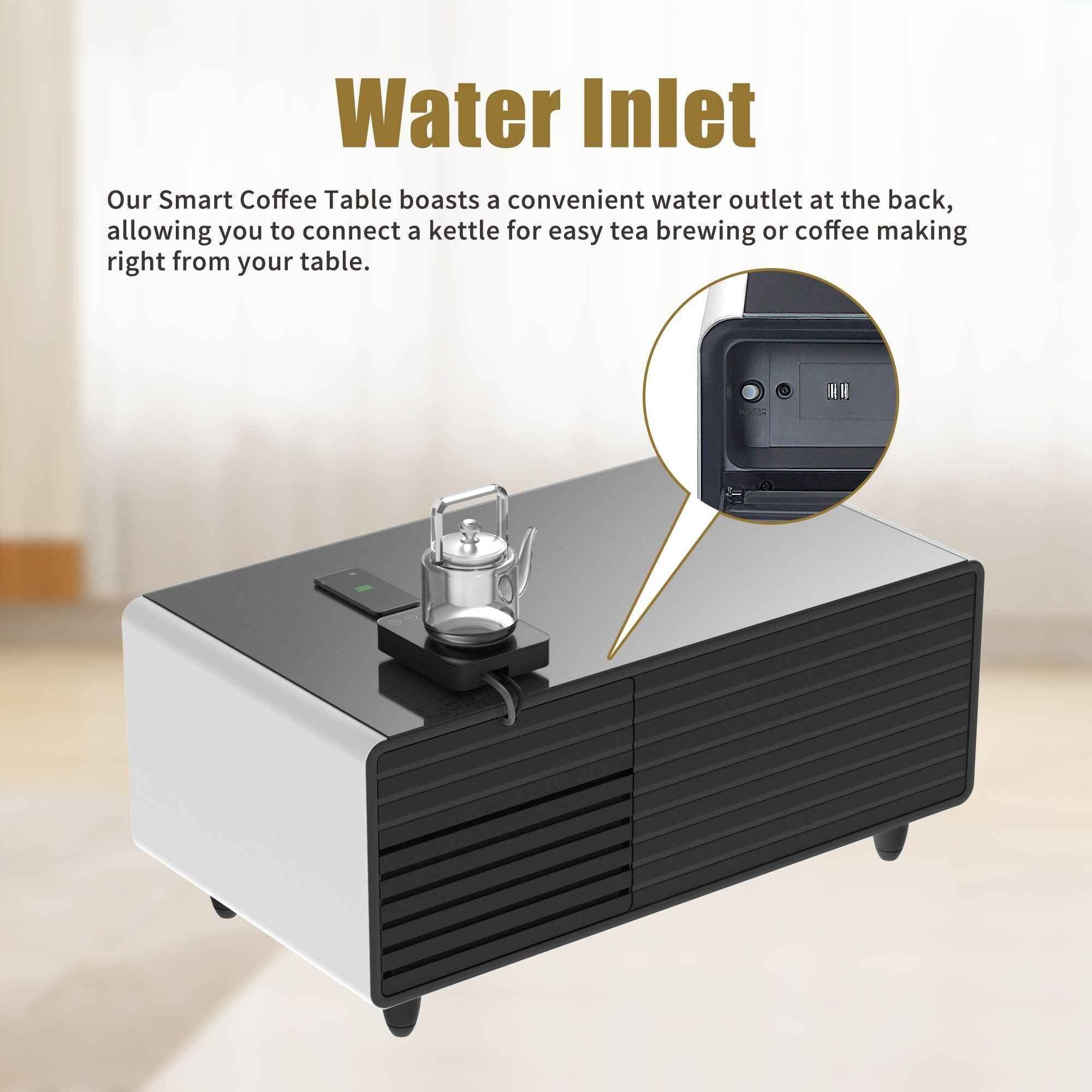 Modern Smart mini Coffee Table with Built in Fridge