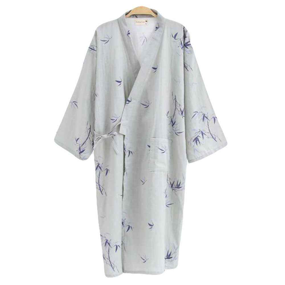 Thin Pajama Robe Long Kimono Robe Cotton Khan Steam Yukata
