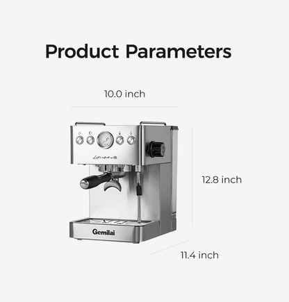 PSG3005H Semi-Automatic Coffee Machine 1500W Coffee Machine 15Bar Espresso Coffee ULKA High-Pressure Pump Extracts 1/2 Cup of Espresso Coffee Machine 1.7L Water Tank Steam Milk Foamer/Steam Stick Ele