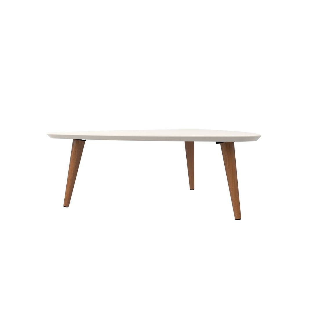  Coffee Table with Splayed Legs in Off White and Maple Cream