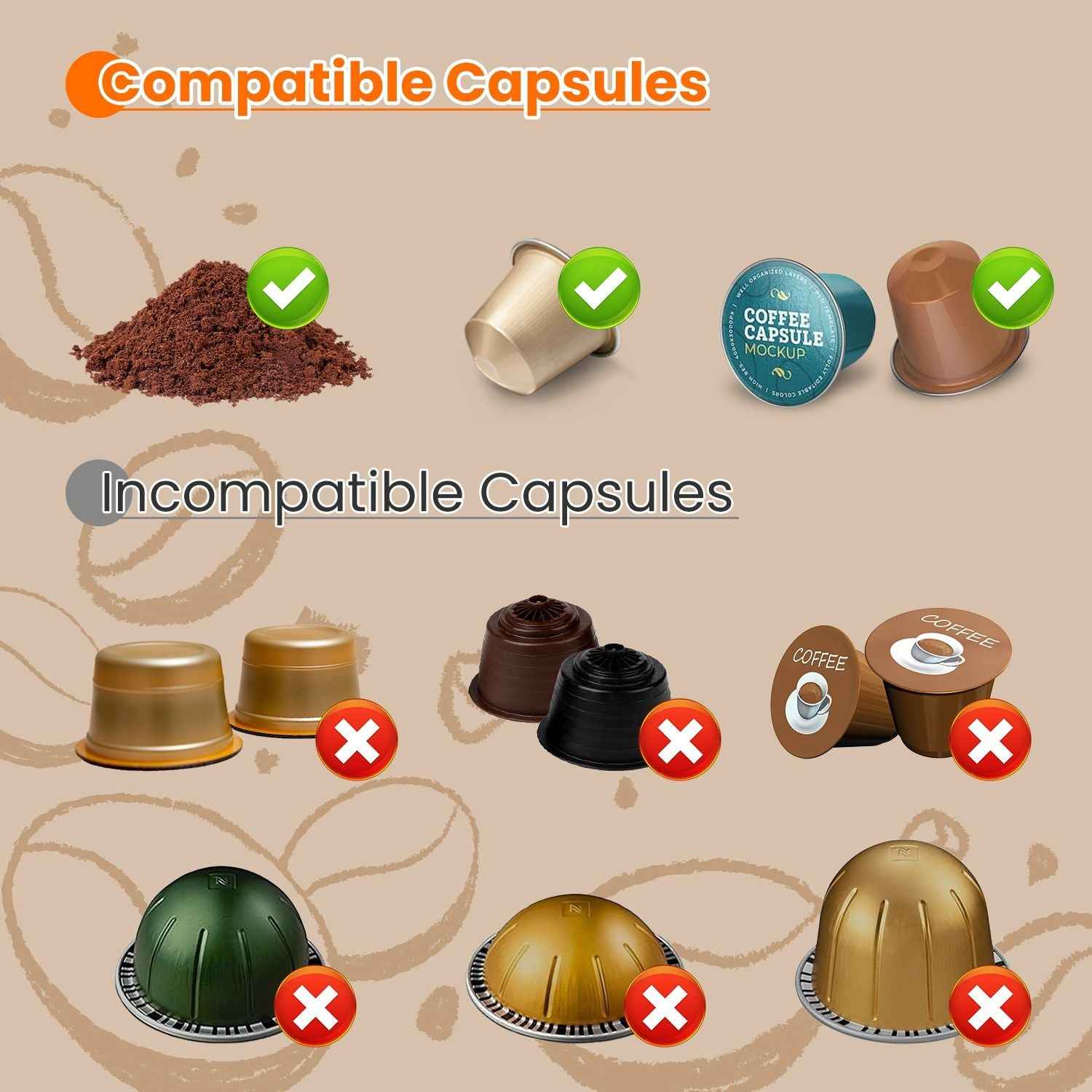 1Pc Portable Electric Espresso Machine Cordless Coffee Maker Self-Heating Car Espresso Maker with Anti-Dry Burn Fit for Ground Coffee/NS/DG Capsules for Car Camping Hiking RV Home Office