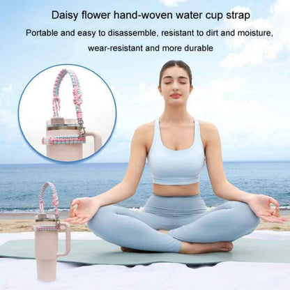 Hand Woven Mug Holder Boho Daisy Mug Strap for Water Mug