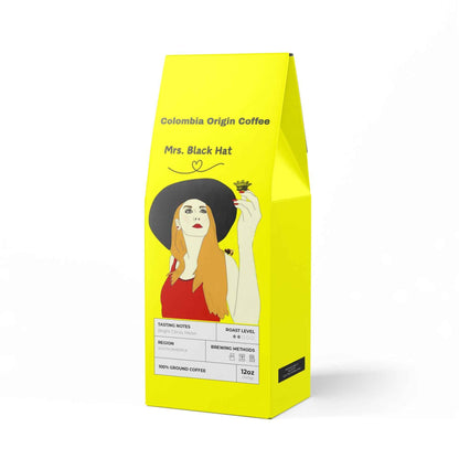 Mrs. Black Hat Colombia Single Origin Coffee, Light - Medium Roast, Medium Roast Coffee, Dark Roast Coffee, Coffee Bean, Whole Coffee Beans