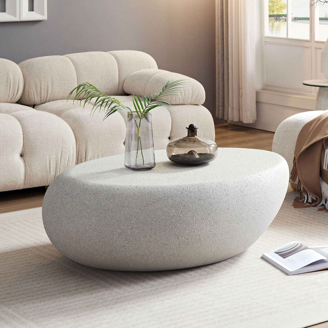 Fiberglass Elliptical Coffee Table for Living Room Vintage
