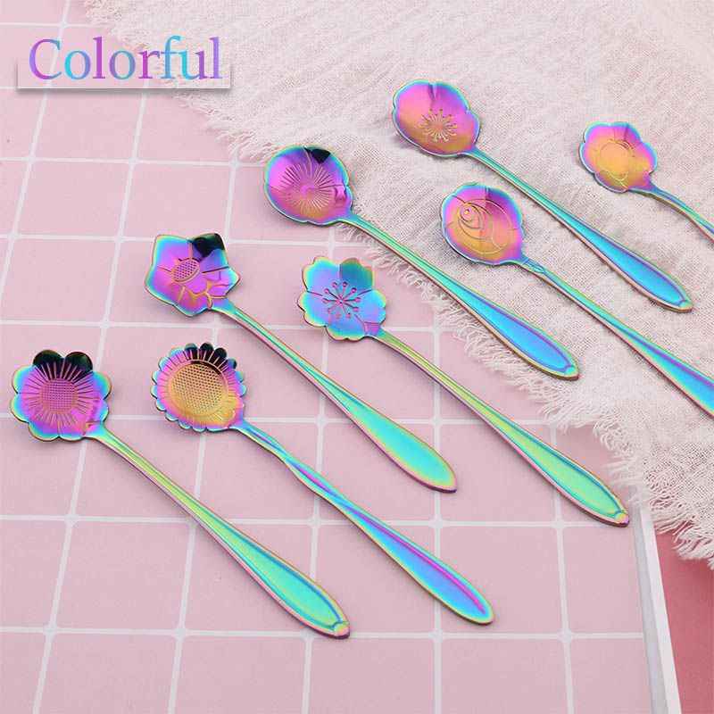 8Pcs Stainless Steel Flower Spoon Coffee Tea Spoon