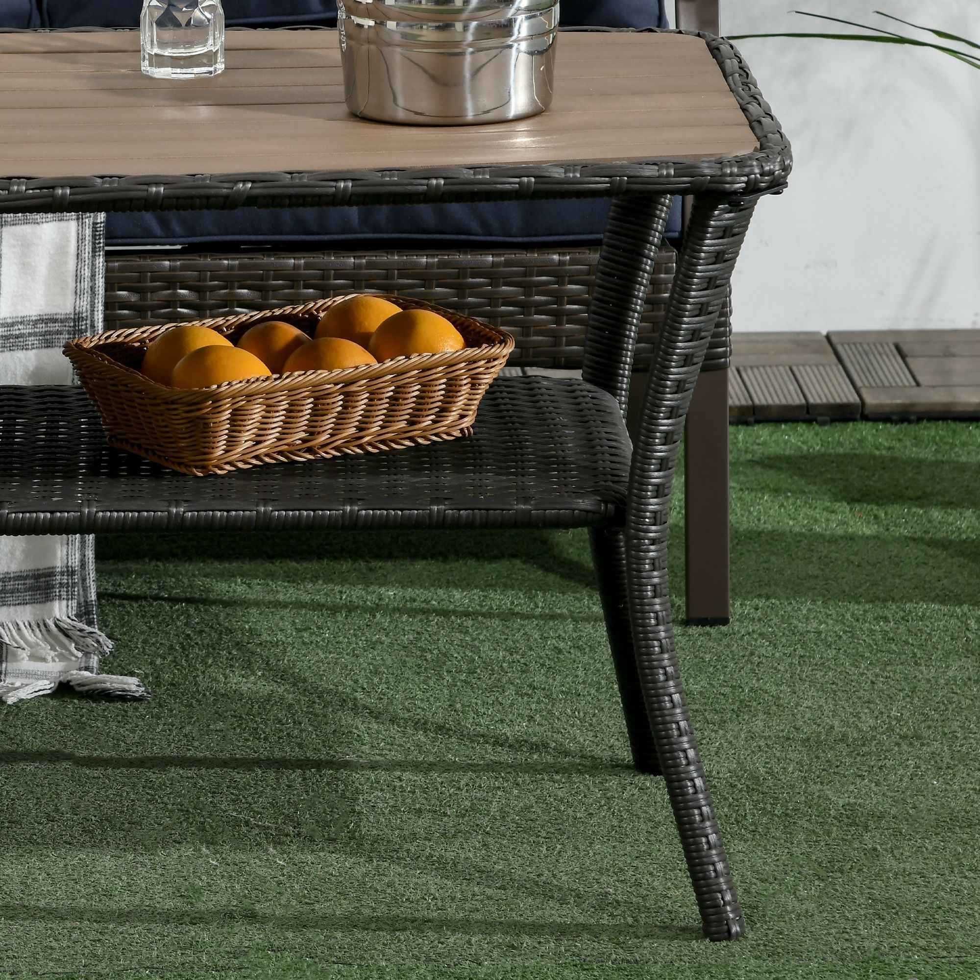 Outsunny Patio Rattan Coffee Table with Storage Shelf Wicker