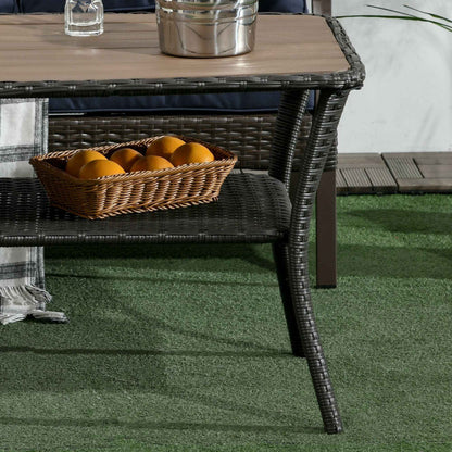 Outsunny Patio Rattan Coffee Table with Storage Shelf Wicker