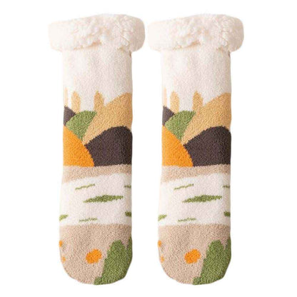 Mountain Forest Winter Thick Plush Socks Women Warm Indoor