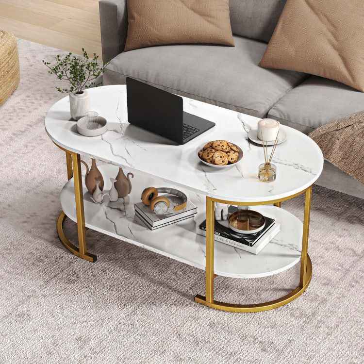 Table with Spacious Tabletop and Open Storage Shelf