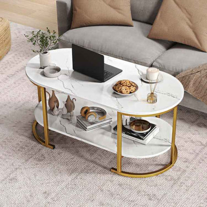 Table with Spacious Tabletop and Open Storage Shelf