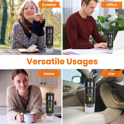 1Pc Portable Electric Espresso Machine Cordless Coffee Maker Self-Heating Car Espresso Maker with Anti-Dry Burn Fit for Ground Coffee/NS/DG Capsules for Car Camping Hiking RV Home Office