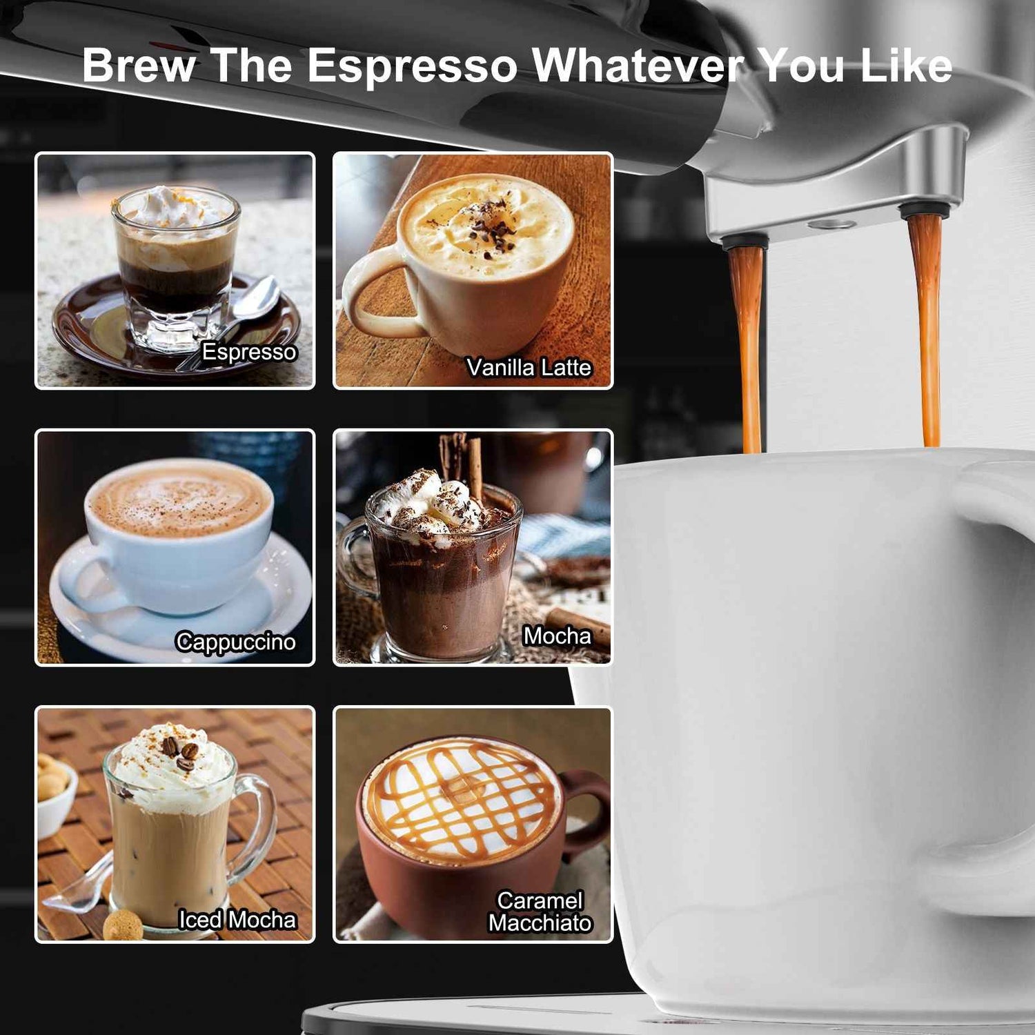 Espresso Machine 20 Bar, Professional Espresso Maker with Milk Frother Steam Wand, Compact Espresso Coffee Machine with 34oz Removable Water Tank for Cappuccino, Latte, Gift for Dad or Mom