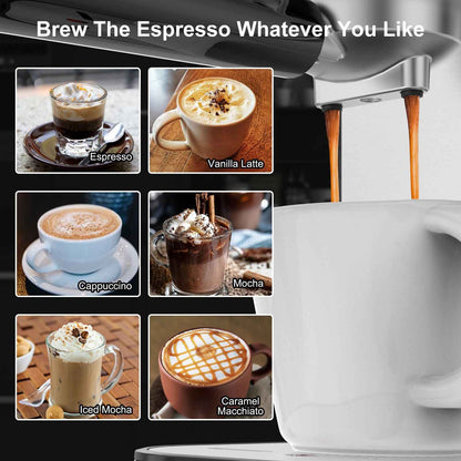 Espresso Machine 20 Bar, Professional Espresso Maker with Milk Frother Steam Wand, Compact Espresso Coffee Machine with 34oz Removable Water Tank for Cappuccino, Latte, Gift for Dad or Mom