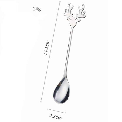 4pcs Pack Christmas Deer Stirring Spoon Coffee Dessert Scoop