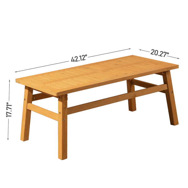  Solid Cedar Wood Accent Table with Slatted Tabletop