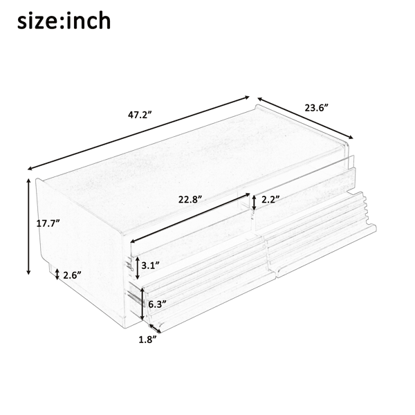Modern Rectangle Coffee Table with 4 Drawers and 2 Display