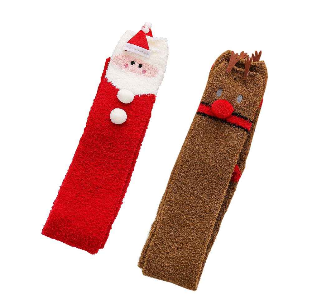 Santa and Elk Warm Fuzzy Over Knee Stockings