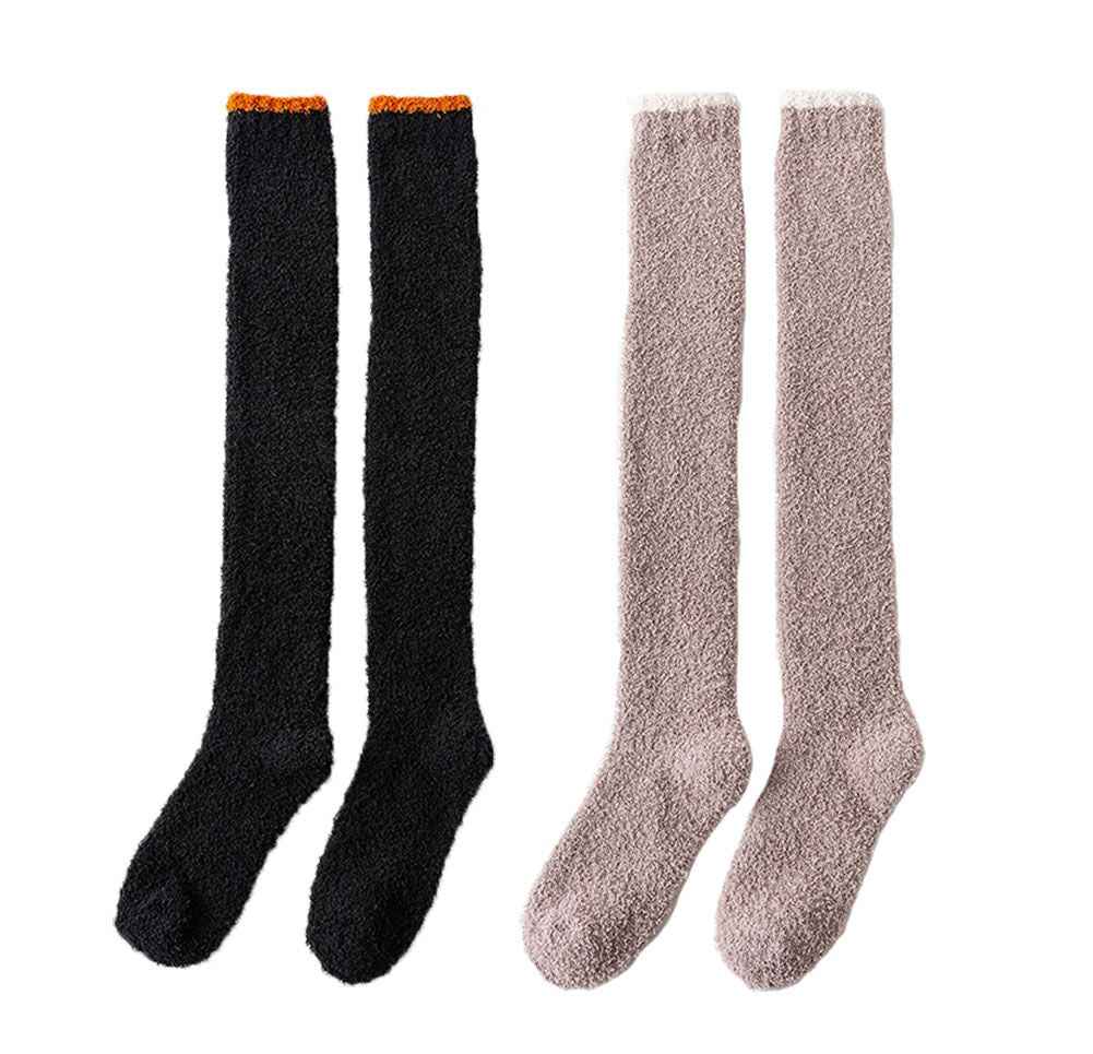 Soft Fuzzy Over Knee Stockings Thigh High Slipper Socks