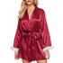 Womens Silky Kimono Robes with Fluff Bridesmaid Bride Satin 
